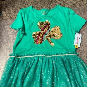 Cat & Jack Baby Girls  youth Shamrock Outfit St.Patrick's Day size xl 14/16